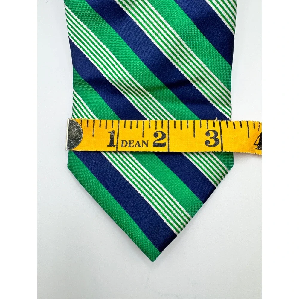 IZOD Necktie Green Blue White‎ Striped Silk Classic Business Men's Tie